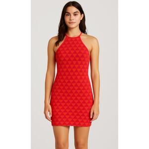 Solid and Striped Knit Pink Orange Berry Coral Geo Dress Womens XS